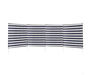 AKTIVE 52786- Paravientos 4 paneles rayas azules, 3.2 x 2.5 x 1.24 m, Azul y Blanco