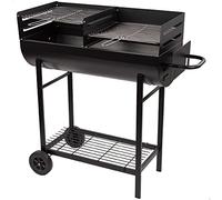 Aktive 52809 Barbacoa carbón y leña Altura regulable Medidas 97x42x96 cm Doble parrilla de acero y depósito de cenizas extraíble 2 ruedas para fácil transporte Concebida para el exterior
