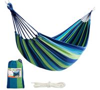 Aktive 52989 - Hamaca colgante de algodón para camping y exterior | Hamaca jardín exterior | Medidas 200x100 cm| Hasta 200 kg de capacidad de carga | Con bolsa de transporte