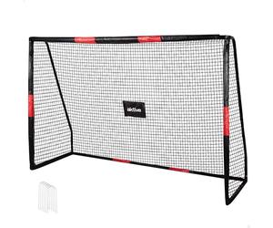 AKTIVE 54304 Portería de fútbol de Acero, Estructura Desmontable, Fácil de Montar, 240x85x160 cm, con Red de poliéster, Incluye 6 piquetas para fijación, Resistente y Ligera, óptimo para Entrenar