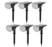 AKTIVE 85496 6 balizas solares LED 2 en 1, Luz cálida 5-10 lúmenes, Con estaca o montaje en pared, Sin cables, Resistentes al agua, Alcance 1-2 m, Autonomía hasta 8 h, Iluminación jardín y terraza