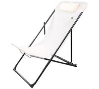 Aktive 61101 - Silla tumbona plegable y reclinable blanca, muebles de jardín, terraza, sillas plegables antivuelco de textileno, Peso máx. soportado 100kg. 3 posiciones, Medidas 53x78x87cm