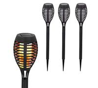 Aktive 61542 - Antorcha solar exterior jardín | Antorcha led - Luz solar exterior | Pack 4 antorchas solares exterior | Luz efecto fuego, impermeable, hasta 6 horas, Luz solar recargable | Ø7,5x50 cm