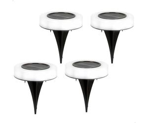 AKTIVE 61556 - Pack de 4 Focos Balizas exteriores solares, Luz continua entre 6 y 8 horas, 8 leds, de 4 lumens, Impermeable , farolas solares, luces solares led exterior