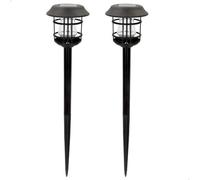 AKTIVE 61557, Pack de 2 Balizas exterior solares, Luz continua entre 6 y 8 horas, de 8 lumen, Impermeable, farolas solares, luces solares led exterior, Estacas de luz solar led para exterior