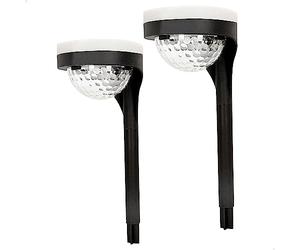 AKTIVE 61558, Pack de 2 Balizas exterior solares, Luz continua entre 6 y 8 horas, de 22 lumen, Impermeable, 11 leds, farolas solares, luces solares led exterior, Estacas de luz solar led para exterior