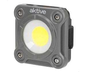 AKTIVE 61569 Foco LED exterior, Luz blanca, 1 led, 3 posiciones, 1000 lúmenes, Ilumina hasta 30 metros, 2 a 4.5 horas duración, Impermeabilidad IP44, Incluye cargador USB, focos jardín, camping