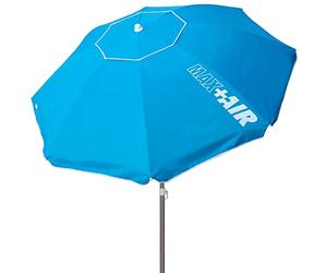Aktive 62216 - Sombrilla playa Resistente al viento | Sombrilla paraviento medidas Ø220 cm, mástil Ø28-32 mm | Color azul, con protección UV 50 | Parasol playa antiviento