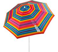 Aktive 62219 - Sombrilla de playa, 220 cm, sombrilla resistente al viento, techo de ventilación, mástil 28-32 mm, protección UV 50, Incluye bolsa de almacenamiento, Aktive Beach