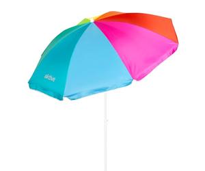 Aktive 62220 - Sombrilla de playa, Ø180 cm, con protección UV filtro 50, mástil Ø22-25 mm, incluye bolsa para transportarla, Sombrilla playa plegable, estampado multicolor, Aktive Beach,