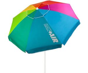 Aktive 62221 - Sombrilla de playa grande, Ø200 cm, sombrilla resistente al viento, protección UV 50, multicolor, mástil 28-32 mm, mástil flexible, incluye bolsa de transporte, Aktive Beach