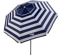 Aktive - Sombrilla de playa marinera antiviento, protección UV50 con revestimiento plateado, mástil de metal 28/32 mm, sistema de inclinación, 8 varillas de fibra de vidrio, ventilación Max+Air y