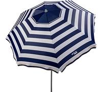 Aktive 62225 - Sombrilla de playa, 220 cm, sombrilla resistente al viento, techo de ventilación, mástil 28-32 mm, protección UV 50, Diseño a rayas marineras, Incluye bolsa de almacenamiento