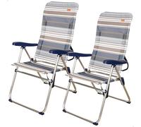 AKTIVE 62259 - Pack de 2 sillas Plegables Altas para Playa, jardín, terraza o Camping | Medidas 47x66x108 cm | 5 Posiciones, asa de Transporte y Tacos Antideslizantes
