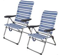 Aktive 62260 - Pack de 2 sillas Plegables Ligeras para Playa, jardín, terraza o Camping, Medidas 47x63x93 cm, 5 Posiciones, Robusta y Resistente, Incluye asa de Transporte