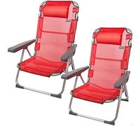 AKTIVE 62265 - Pack de 2 sillas plegables altas con cojín para playa, jardín, terraza o camping, Medidas 48x60x90cm, Resistente, reposabrazos ergonómicos, incluye asa de transporte5