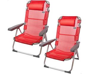 AKTIVE 62265 - Pack de 2 sillas plegables altas con cojín para playa, jardín, terraza o camping, Medidas 48x60x90cm, Resistente, reposabrazos ergonómicos, incluye asa de transporte5