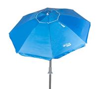 Aktive 62273 - Sombrilla playa antiviento plegable azul Ø190 cm, Con revestimiento plateado y protección UV 50, paravientos playa, sombrilla parasol grande, para-sol playa, sombrillas para playa