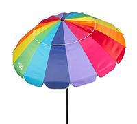 AKTIVE 62279 - Sombrilla playa antiviento plegable Multicolor Ø195 cm, Inclinable, Con protección UV 50, paravientos playa, sombrilla parasol grande, para-sol playa arco iris, sombrillas para playa