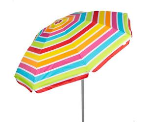 AKTIVE 62363 Sombrilla Playa Grande, Protección UV50, Inclinable y Regulable en Altura, Mástil acero, Tejido Oxford, 8 Varillas, Sombrillas Grandes, Funda Transporte con Asa, 220 cm, Multicolor