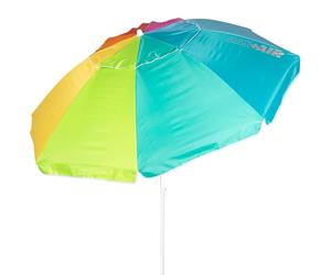 AKTIVE 62403 Sombrilla de Playa antiviento 240 cm, 8 Varillas de Fibra, protección UV50, inclinable, ventilación MAX+Air, mástil de Metal 28/32 mm, Tejido Oxford 90 g, Incluye Funda