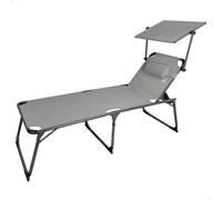 Aktive 62613 Tumbona plegable multiposición con parasol 193x67x85 cm Camping, Gris