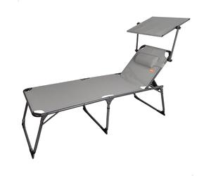 AKTIVE 62613 - Tumbona plegable de playa con parasol, Tumbona de playa con cojín, 193x67x48/96 cm, altura del asiento 48 cm, color gris, tumbona plegable, 5 posiciones, peso máx 100 kg