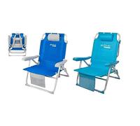 AKTIVE 62633 - Silla Plegable de Playa Tipo Mochila, XXL, Alta Resistencia, 120 kg, con Bolsa Trasera + cojín
