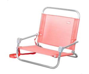 Aktive 62676 Silla plegable playa, acampada, Asiento bajo, Sin tubo delantero, Soporta 110 kg, Asa hombro de transporte, Estructura aluminio, 46 x 44 x 49 cm, Coral