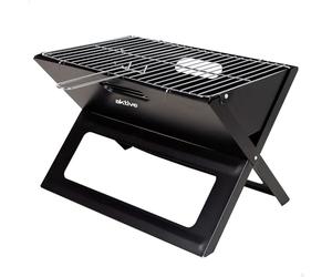 AKTIVE 63033 - Barbacoa Portátil y Plegable a carbón de acero Negra y rectangular, Con asa de transporte, Medidas 45x29x30cm, Fácil de montar y transportar, parrilla camping, terraza, balcón