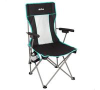 AKTIVE 63126 Silla Plegable Camping Deluxe con Respaldo de Rejilla, Transpirable, Estructura de Acero Resistente, Posavasos Integrado, Bolsa de Transporte incluida, óptimo para Camping y Exteriores