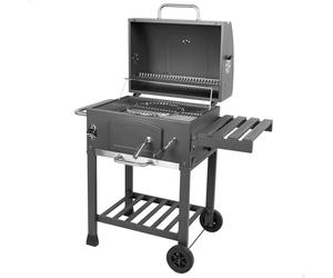 Aktive Ahumador barbacoa carbón portátil, De acero, Termómetro, Mesa lateral plegable, Estante almacenaje, Abridor botellas, Ruedas grandes, Parrilla, Barbacoas de carbon, Bbq, Cocina exterior (63109)