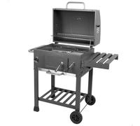 Aktive Ahumador barbacoa carbón portátil, De acero, Termómetro, Mesa lateral plegable, Estante almacenaje, Abridor botellas, Ruedas grandes, Parrilla, Barbacoas de carbon, Bbq, Cocina exterior (63109)
