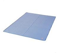AKTIVE Alfombra de Playa Plegable 200x150 cm, De PVC, con Asas de Transporte, Plegable y Ligera para Camping, Picnic y Exterior, Estampado a Rayas, Azul y Blanco (62476)
