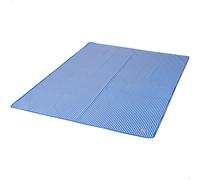 AKTIVE Alfombra de Playa Plegable 200x150 cm, De PVC, con Asas de Transporte, Plegable y Ligera para Camping, Picnic y Exterior, Estampado a Rayas, Azul y Blanco (62476)