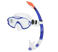 Aqua Sport - Gafas de buceo con tubo niños, sello silicona, látex free, lentes de cristal templado, ajustables, amplio ángulo de visión 150º, hipoalergénico, +7 años, snorkel niño, set buceo