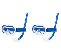 AKTIVE Aqua Sport Kit Gafas Snorkel niño, Máscara Ajustable, Tubo de Buceo, Sin látex, Hipoalergénico, 2 Colores, Azul, Negro, Envío Aleatorio, Red Rejilla de Transporte, 7 años (54241) (Paquete de 2)