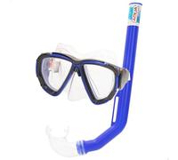AKTIVE Aqua Sport Set Gafas Snorkel niño, Máscara Ajustable, Sin látex, Tubo de Buceo, Hipoalergénico, 2 Colores, Amarillo, Azul, Envío Aleatorio, Red Rejilla de Transporte, 12 años (53934)