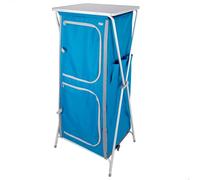 AKTIVE Armario Camping Plegable, 62x53x140 cm, Estantería Camping, 4 Niveles, Azul, Balda Superior, 2 Puertas Cremallera, Tejido poliéster Rejilla, Estructura Aluminio, Bolsa Transporte (63055)