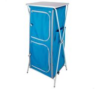 Aktive - Armario de tela plegable, 62x53x140 cm, estantería camping, armario cocina camping, 4 niveles, azul, balda superior, 2 puertas cremallera, tejido poliéster con rejilla, estructura aluminio,