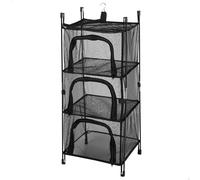 AKTIVE Armario plegable camping, 38x36x87 cm, Organizador de tela colgante, Estantería camping, 3 niveles y balda auxiliar superior, 1 gancho, Tejido poliéster con rejilla, Armario de tela,
