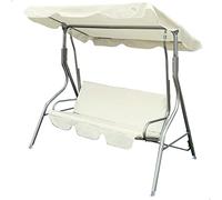 Aktive 61113 - Columpio jardín exterior 3 plazas marfil | Toldo inclinable, asiento y respaldo acolchados | Balancín jardín exterior antideslizante | Medidas 170x110x153 | Muebles jardín exterior