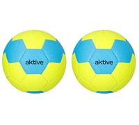AKTIVE Balón de fútbol PVC, 320-340 Gramos, D22 cm, Talla 5, Color Amarillo fosforito y Azul, Resistente y Duradero, óptimo para Entrenamiento al Aire Libre, Deportes, Pelota, Balones Futbol (54206)