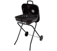 Aktive - Barbacoa carbón portátil, medidas 46x65x80 cm, color negro, patas plegables con 2 ruedas, tapa con ventilación, parrilla extraíble, fabricada de acero resistente, barbacoa compacta