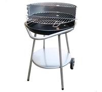 AKTIVE Barbacoa de carbón redonda diámetro 51x51x82 cm/Fácil de transportar y portátil/4 alturas regulables/Incluye dos parrillas de acero y dos mandos extraíbles