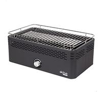 Aktive - Barbacoa Portátil a carbón recargable a pilas sin Humo Negra rectangular, Protección antigoteo, Medidas 45x28x19cm, Incluye bolsa de transporte, parrilla terraza, balcón (63004)