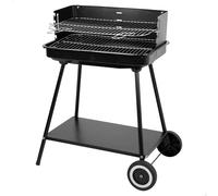 AKTIVE Barbacoa portátil carbón, 55x43x82 cm, Parrillas de acero inoxidable y regulable 4 alturas de asado, Paredes laterales cortavientos, Bandeja auxiliar, 2 ruedas, Asa transporte (63108)