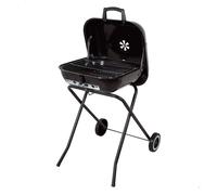 AKTIVE Barbacoa portátil con ruedas, Color negro, Mide 49x74x79 cm, Acero resistente, Patas plegables, Tapa con ventilación, Mini parrilla carbón extraíble (63178)