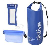 AKTIVE Beach Pack de bolsas estancas, Saco de 20 L, Riñonera, Portamóvil, Funda móvil impermeable, Para playa, Para piscina, Resistente al agua, Sumergible hasta 3 metros 30 min (62541)