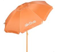 AKTIVE BEACH Sombrilla de playa inclinable D220 cm, Naranja, Con protección UV50, 8 varillas, Material oxford, Con ventilación, Para exterior (62483)